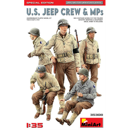 Tripulacion de Jeep De EE.UU y Diputados, Escala 1:35. Marca Miniart Models, Ref. 35308.