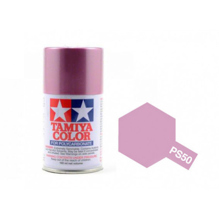 Spray Policarbonato Rosa Adonizado, (85050) ,Bote 100 ml. Marca Tamiya, Ref: PS-50.