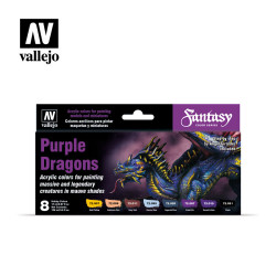 Set purple Dragons, 8 botes de 17 ml. Marca Vallejo. Ref: 72.305.