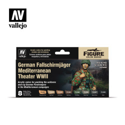 Set German Fallschirmjäger Mediterranean Theater WWII, 8 botes de 17 ml. Marca Vallejo. Ref: 70.188.