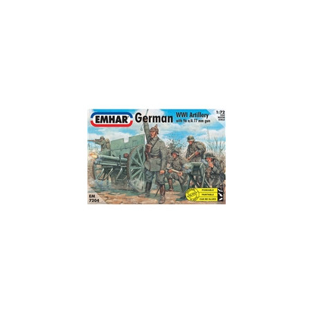 Figuras de Artilleria Alemana Primera Guerra Mundial, Escala 1:72. Marca Emhar, Ref: EM7204.