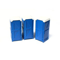 Lavabos portátiles azules, 3 unidades, Escala H0. Marca 8Train, Ref: 221038.