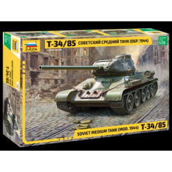 Tanque medio soviético T-34/85, Escala 1:35. Marca Zvezda, Ref: 3687.