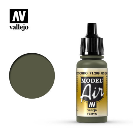 Acrilico Model air US Verde Oscuro, Bote 17 ml. Marca Vallejo, Ref: 71.289.