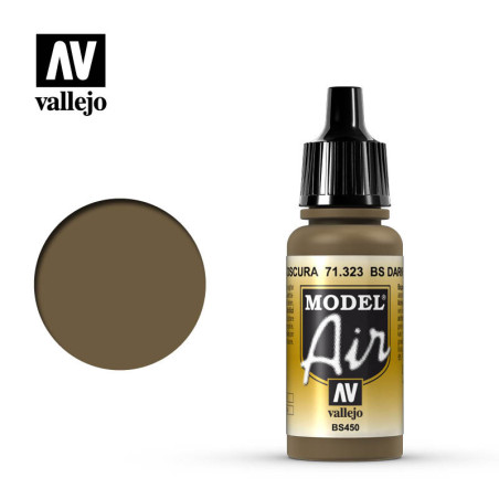 Acrilico Model air BS Tierra Oscura, Bote 17 ml. Marca Vallejo, Ref: 71.323.