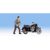 Motorista con moto BMW R60, Escala H0. Marca Noch, Ref: 15917.