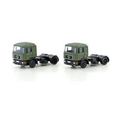 Conjunto de 2 cabezas de camión MAN F90, Color Verde oliva, Escala N. Minis Lemke, Ref: LC4065.