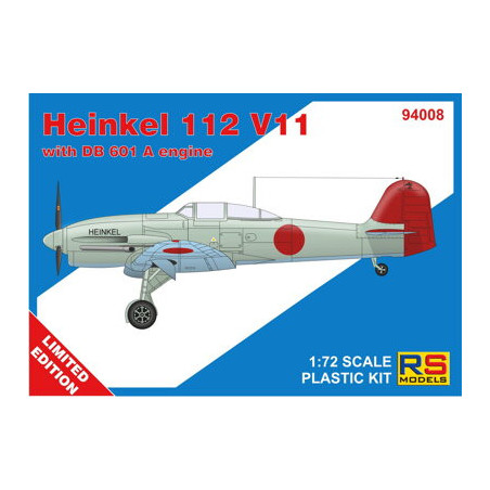 Avion Heinkel 112 V11, Escala 1:72. Marca Rs Models, Ref: 94008.