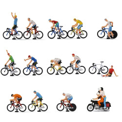 Conjunto de 15 figuras de ciclistas, Escala H0. Marca Zaratren, Ref: ZT-DE1023.