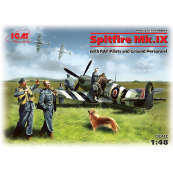 Spitfire Mk.IX con Pilotos de la RAF y Personal de Tierra, Escala 1:48. Marca ICM, Ref: 48801.
