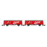 Set de dos vagones cerrados JPD, RENFE, Coca-cola, Epoca V, Escala N. Marca Arnold, Ref: HN6645.