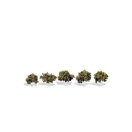 Conjunto de 5 arboles, entre 3,17 y 5,08 cm, Woodland Scenic, Ref: TR3531