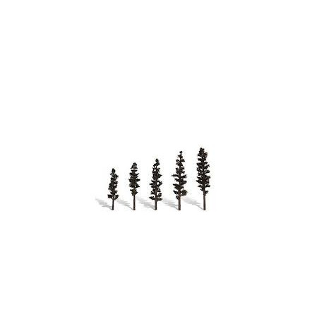 Conjunto de 5 abetos, entre 5,08 y 10,1 cm, Woodland Scenic, Ref: TR3560