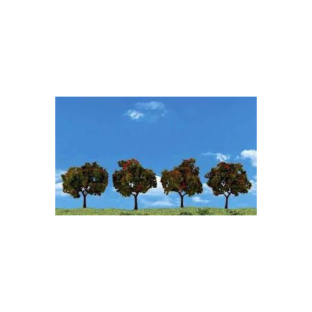 Conjunto de 4 arboles frutales, entre 5,08 y 7,62 cm, Woodland Scenic, Ref: TR3591.