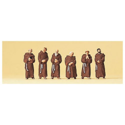 Monjes Franciscanos, 6 figuras, Marca Preiser, Ref: 79045.