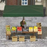 Puesto de venta de fruta y vegetales, Marca Busch, Escala H0, Ref: 7706.