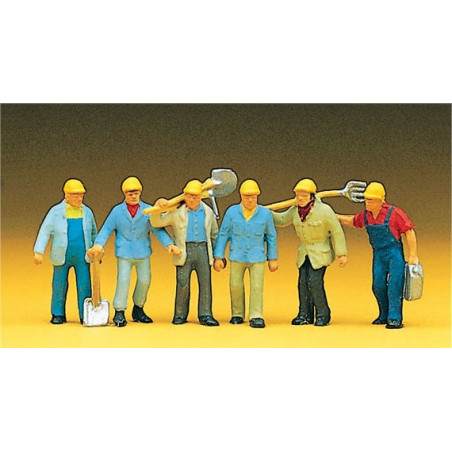 Trabajadores Vias y obras, 6 figuras, Marca Preiser, Ref: 10033.