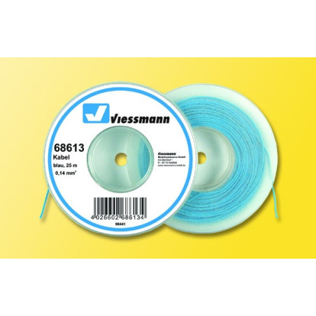Cable Azul para instalación maquetas 0,14mm, 25 metros. Viessmann. Ref: 68613.