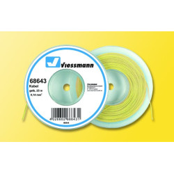 Cable Amarillo para instalación maquetas 0,14mm, 25 metros. Viessmann. Ref: 68643.