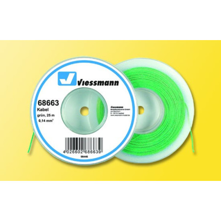 Cable Verde para instalación maquetas 0,14mm, 25 metros. Viessmann. Ref: 68663.