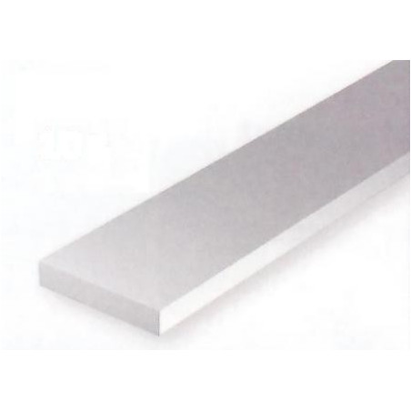 Conjunto de 10 tiras Blancas de Estireno de 0,50 x 4,00 mm, 350 mm. Marca Evergreen. Ref: 127.