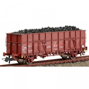 K*train – Vagón abierto serie X3, color rojo óxido, con carga de carbón, Época IV,  Ref: 0701-M, escala H0