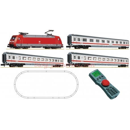Fleischmann – Set de iniciación digital con locomotora BR101 con tres coches de viajeros Intercity,  Ref: 931403, via Roco-Fleischmann, 109 x 46 Cm, Escala N.