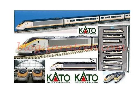 Kato – Tren de Alta Velocidad Eurostar. Composición de 8 unidades Ref: 10-1295 y Complemento de 4 coches para tren Eurostar ( 10-1295 ) Ref: 10-1296, Escala N