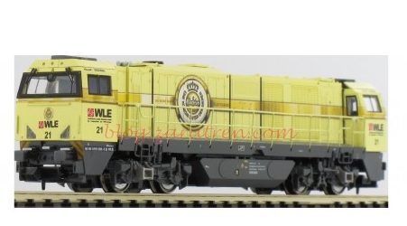 Hobbytrain – Locomotora diésel Vossloh G2000BB, Warsteiner, color amarillo, Ref: H2980. Analógica. Con conector NEM 651. Escala N