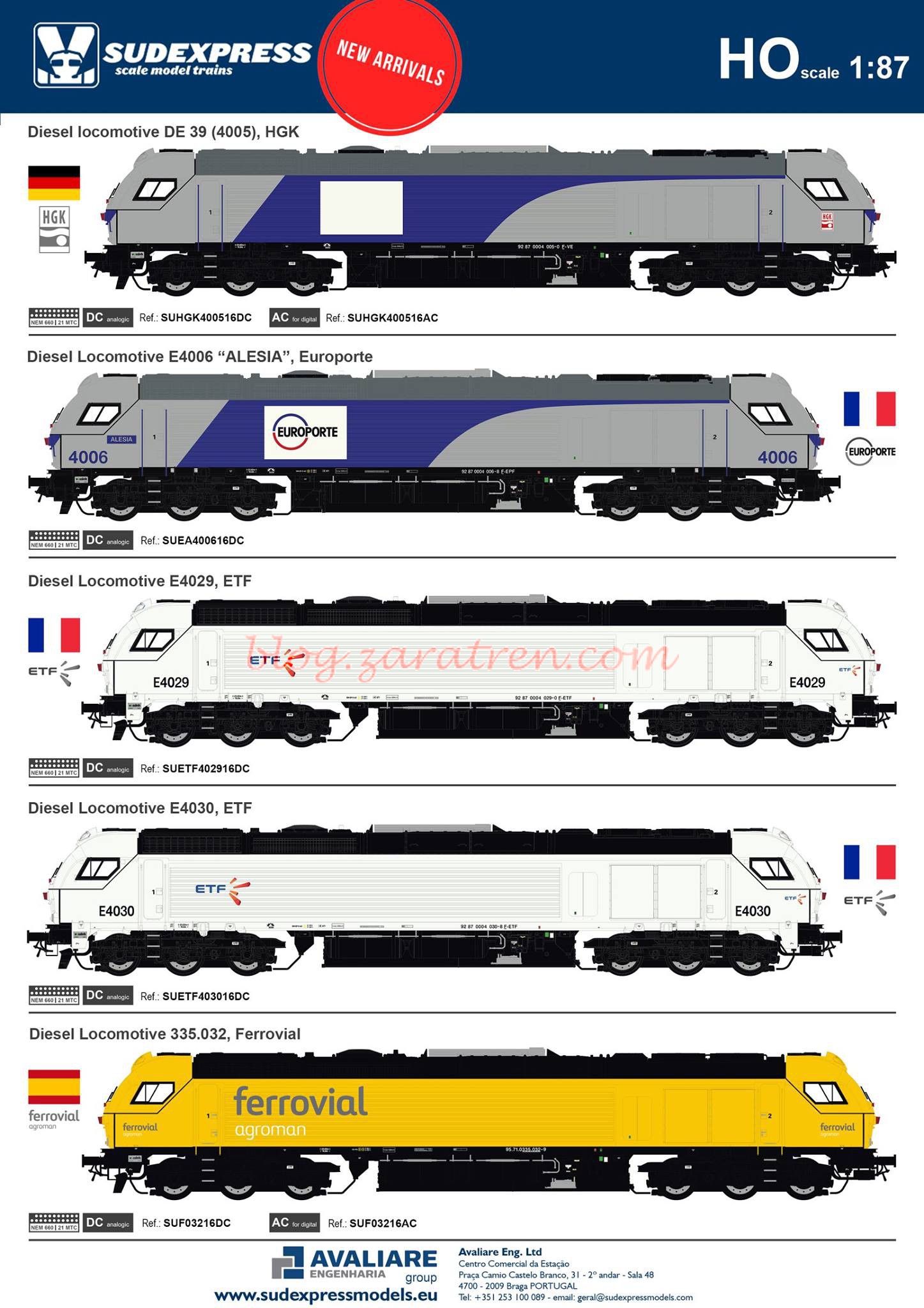 Sudexpress – Nuevas versiones de las locomotoras diésel Euro 4000,  Escala H0