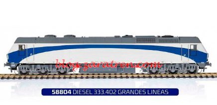 Locomotora diésel Grandes Lineas, Escala H0, analógica, conector 8 Pines, fabricada por Mehano, Marca Mabar, Ref: 58804