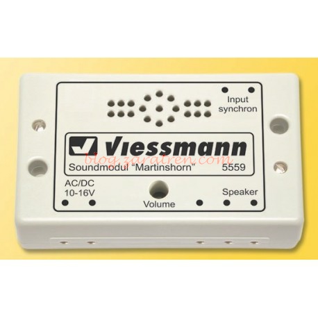 Viessmann – Módulo efecto de sonido de bomberos y ambulancias. Tiene la posibilidad de 7 efectos diferentes de sonidos de emergencia y control de volumen.  Ref: 5559
