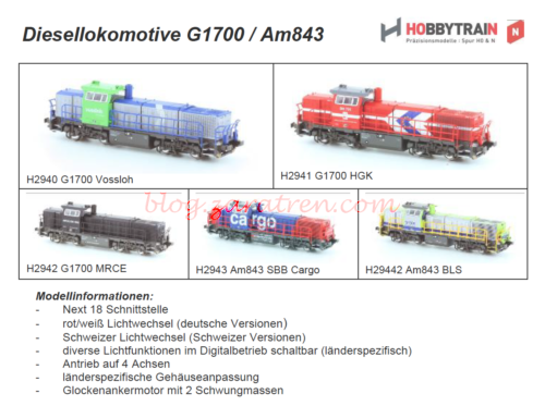 Diesel G1700 / Am843 - Hobbytrain - Novedades 2017 - Zaratren.com