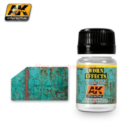 AK Interactive – Producto weathering, worn effects, chipping fluidos. Bote de 35 ml.  Ref: AK088 – Producto weathering, heavy chipping fluidos. Bote de 35 ml.  Ref: AK089.