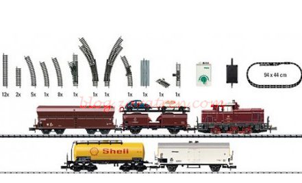 Trix - Set de iniciación de tren de mercancías con locomotora diésel y cuatro vagones, Escala N, , Ref: 11485.
