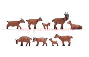 Noch - Conjunto de 8 cabras y cabritillos, Ref: 15752 - Obreros de mantenimiento de vía, 6 figuras, Ref: 15276 - Escala H0