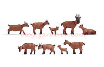 Noch – Conjunto de 8 cabras y cabritillos, Ref: 15752 – Obreros de mantenimiento de vía, 6 figuras, Ref: 15276 – Escala H0