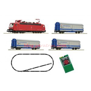 Fleischmann - Set de iniciación con locomotora clase 120.1 " IntercargoExpress " con tres vagones, vía Fleischmann Piccolo con balasto, 96 x 40cm, Ref: 931702 - Escala N 