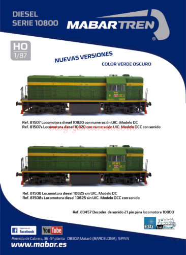 Mabar - Novedad Locomotoras Diésel 10800 , Ref: 81507 /S Ref 81508 /S , Escala H0
