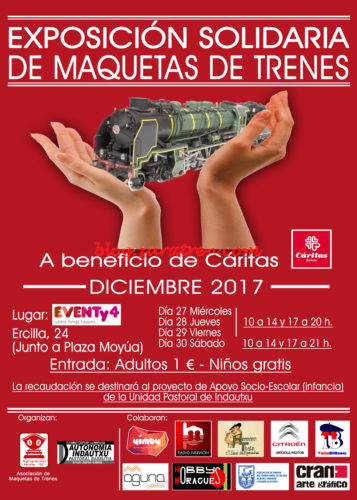 Exposiciones - EXPOSICIÓN BENEFICA DE MAQUETAS DE TRENES 2017, días 27, 28, 29 y 30 de Diciembre del 2017 - Bilbao - calle Ercilla número 24