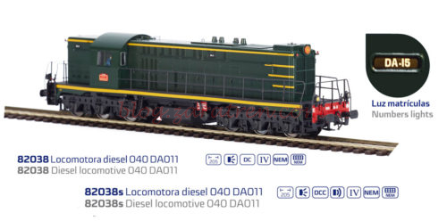 Mabar - Nueva Locomotora Diésel 040 DA de la SNCF, escala H0, nueva carrocería, nuevos faros, nuevo color y los casilleros de matrícula iluminados, Ref: 82037 y 82037S, 82038 y 82038S