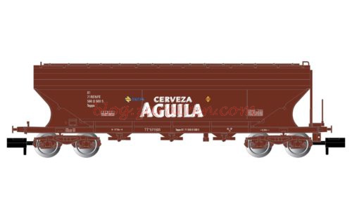 RENFE, vagón tolva de 4 ejes, versión marrón “Cerveza Aguila”, época IV