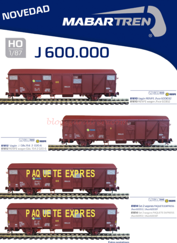 Mabar - Novedad, vagones de mercancías tipo J - Gbs escala HO, en versión limpiavías y standard.