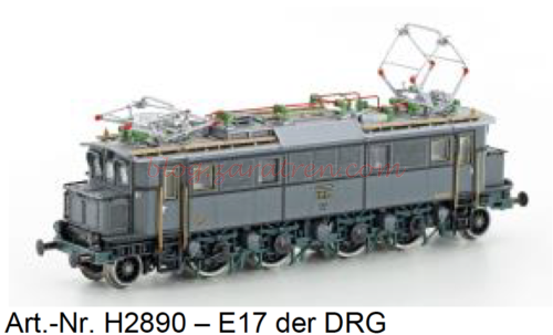 Hobbytrain - Novedad, H2890 E-Lok E17, DRG, gris, Ep.II - H2891 E-Lok E17, Deutsche Reichsbahn, verde Ep.III - H2892 E-Lok E17, Deutsche Bundesbahn, verde, Ep.III  