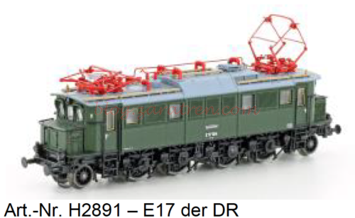 Hobbytrain - Novedad, H2890 E-Lok E17, DRG, gris, Ep.II - H2891 E-Lok E17, Deutsche Reichsbahn, verde Ep.III - H2892 E-Lok E17, Deutsche Bundesbahn, verde, Ep.III  