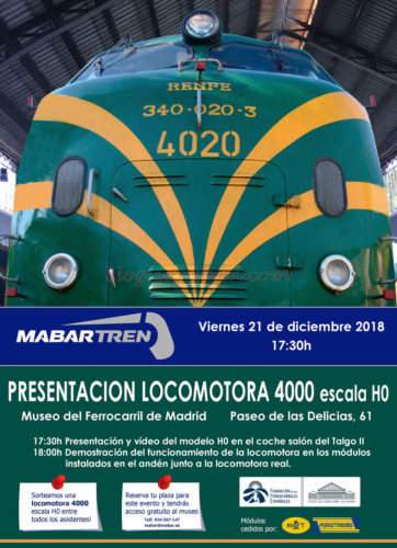 Mabar - Presentación de la locomotora diesel 4000 escala H0, en el museo del Ferrocarril de Madrid Delicias