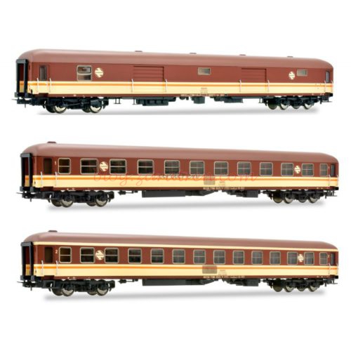  Electrotren - Set tren " Estrella ", DD-8100, RENFE, Furgón, coche 1ª clase y coche 2ª clase, época IV-V, Escala H0, Ref: E5230.  