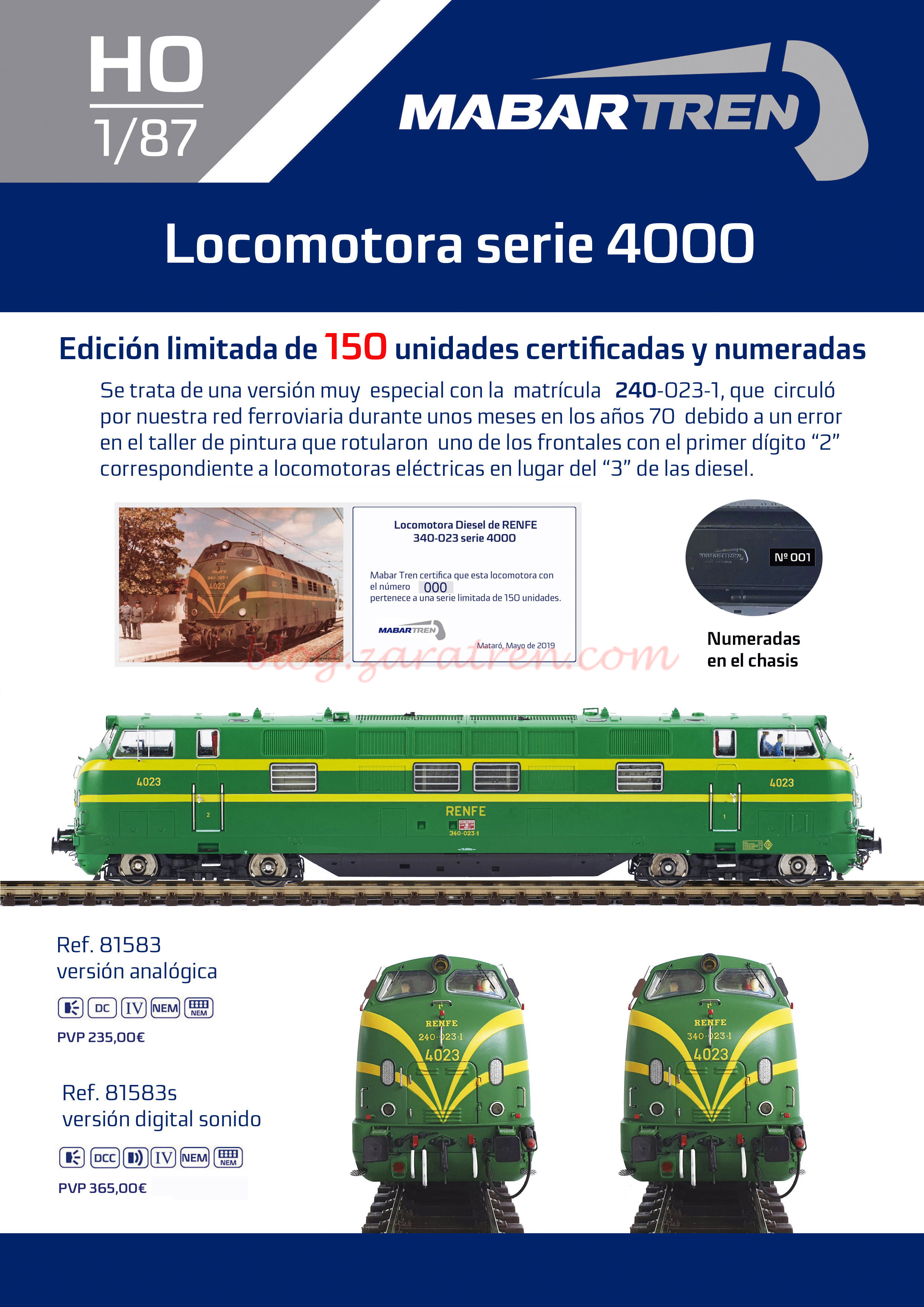 MABAR – LOCOMOTORA 4000 SERIE LIMITADA, 150 unidades numeradas, Ref: 81583