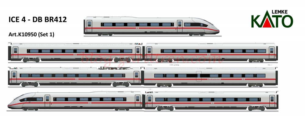 Kato/Lemke – Tren de Alta Velocidad ICE 4, DB AG, 7 coches, Escala N, Ref: 10950.
