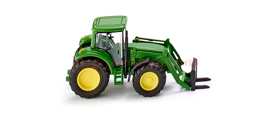 Wiking – Tractor John Deere 6920S, mit Frontgabel, verde, Escala N, Ref: 095837.